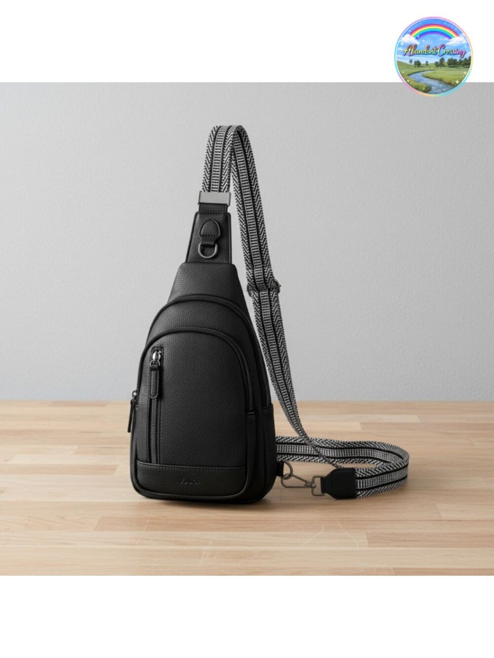 Faux Leather Sling Crossbody Bag Backpack for Travel Running